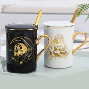 Canecas anime querido no Franxx 02 Caneca de café Cupkasuguno sora alterar xícaras de cerâmica leite com tampa e colher presente de aniversário