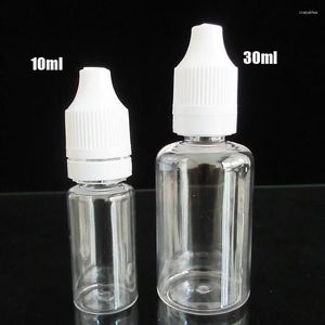 Storage Bottles 50pcs 10ml 30ml PET Empty Bottle Plastic Refillable Dropper Oil E Juice Bottlle Needle Tip Eye Drops Black /White Cover