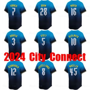 Trea Turner Jersey 2024 City Connect Jersey Bryce Harper Kyle Schwarber Brandon Marsh Nick Castellanos Bryson Stott Alec Bohm J.T.Realmuto Zack Wheeler Hoffman