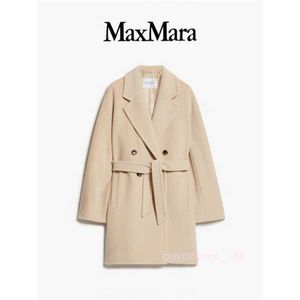 Women's Coat Cashmere Coat Designer Fashion Coat MaxMaras 2024 Spring/Summer New Womens Wear Short Coat Beige