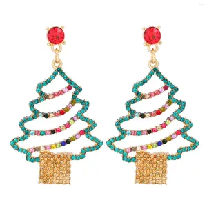 Brincos de garanhão 2024 Jóias de cristal Multicolor Vintage Christmas Tree for Women