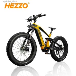 Bikes 2024 Hezzo Carbonfaser Ectric Bicyc Kenda 26x4.8 Fettreiz Mid Wheel Drive Ectric Bicyc Off Road 9-Gang Hybrid Fahrrad L48