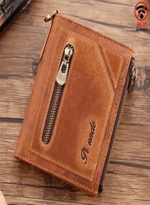 Кошельки подлинный кожаный RFID для Men Vintage Thin Short Wallet Multi Function ID S Holder Money Bag3213547