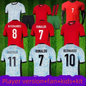 Nowy model 1: 1 Portugal Football Jersey Ruben Ronaldo Portugalczyka 2024 2025 Portugalia piłkarska koszulka dla dzieci Zwycięstwo Portugalia Euro nad Tajlandii Kids+Kit