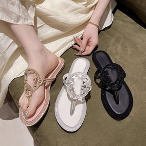 Designer Sandalschuhe Leder Leder Fischgrenze Pantoffeln mit Strasssteinen für Frauenschuhe Slipper Flat Sandals Fabrikplattform Luxus Sandale Männer