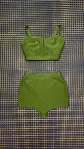 Mutade feminina para mulheres 2024 maiôs de banho duas peças Ladies altas cintura de maiôs de maiôs de traje sólido Exército Bodysuits Green