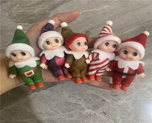 Kırmızı Yeşil Noel yürümeye başlayan bebek bebek bebekleri hareketli kollar bacakları bebek ev aksesuarları bebek elfleri oyuncak 5950817