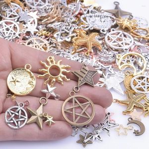 Charms 30/50 st blandade stilar Witchcraft Crescent Moon Sun Star Pentagram Amulet Handgjorda smycken Vintage Pendant Accessories