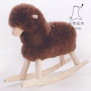 Sedia a dondolo in lana fatta a mano in legno massiccio per bambini e adulti, design creativo per cavalli a dondolo, giocattoli decorativi 11