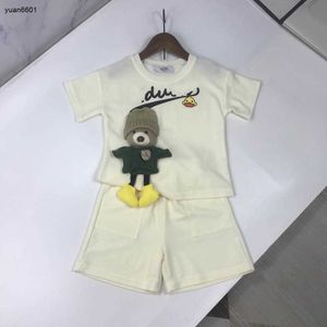 Popular baby tracksuits child summer suit kids designer clothes Size 90-140 CM Knitted teddy bear design boys T-shirts and shorts 24April