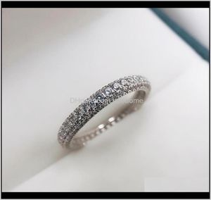 Drop -Lieferung 2021 Eternity Promise Ring 925 Sier Micro Pave 5A Zircon CZ Verlobungszeit Ringe für Frauen Schmuck 4lynh6024905