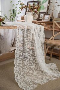 Tabela de mesa de renda branca decorativa el de casamento de festas de tecido decoração de tecido para casa de mesa de mesa de mesa de mesa