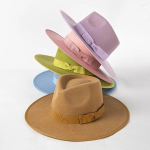 Berets 2024 Luxury Designer Brand Fedora Hat For Women Hats Ladies Eelegant Winter Wool Pink Wedding Wholesale