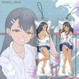 Keychains Lanyards 4x12cmNagatoro Hayase Dakimakura Mini Keychain Anime Full Body Key Chain Hanging Phone Pendant Cosplay Anime Keychain Y240417