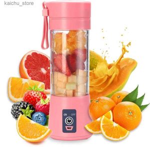 Juicers JU479 무선 전기 미니 과일 컵 다기능 주스 믹서 신선한 주스 쇼핑 센터 컵 6 공 USB 380ml Y240418