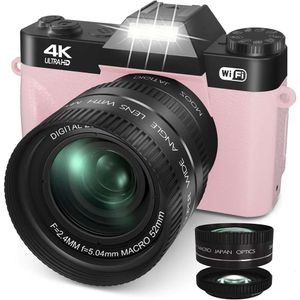 Fånga fantastiska 4K -foton med Uikicon 2024 -uppgraderingen 56MP digitalkamera - perfekt för vlogging, wifi aktiverad, 16x digital zoom, 52 mm objektiv, 2 batterier, 32 GB TF