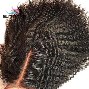 Parrucche parrucche parrucca afro corta arricciana brasiliana per donne nere 13x4 parrucche anteriori di pizzo sintetico chiusura parrucca capelli prenati per bambini