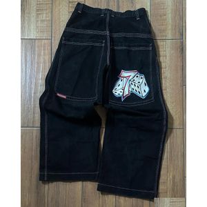 Мужские джинсы jnco men y2k harajuku hip hop 7 графическая вышивка мешковатые брюки.