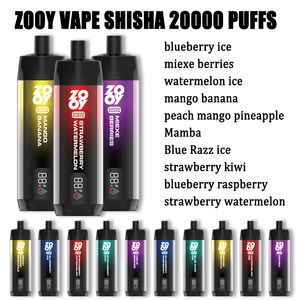 Puff Shisha Zooy Puff 20k E Cigarro Vape Caneta descartável Vape Bateria recarregável Fluxo de ar ajustável 10 Cor 10