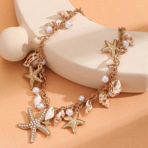 Correntes verão Bohemia Ocean Elements Bracelet Starfish Coral Shell Charme Natural Belases Jóias de praia para mulheres Presentes