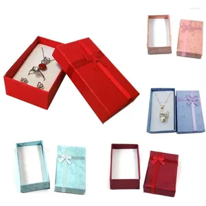 Jewelry Pouches 16Pcs/lot Colorful Paper Pendant Package Box Silk Ribbon Ring Earring Necklace Organizer Holder 5 8 2.5cm