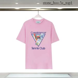 CASA BLANCA高品質の高級デザイナーTシャツコットングラフィックプリント半袖カサブランシャツルーズとソフトレディースTシャツCASA BLANCA MAN TEE5010