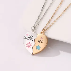 Pendant Necklaces 2024 Mother's Day Parent-Child Necklace For Women Mother Chains Set Alloy Magnetic Jewerly Accessories Gifts