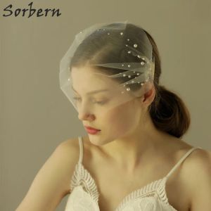 VEILS Sorbern perle bianche per perle di uccelli veli da sposa con le damigelle veli per le damigelle per le damigelle d'onore per donne HA