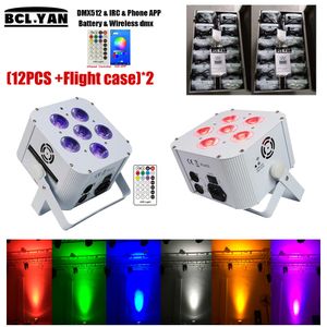 24 szt. + 2cazy /działka Hurtowa Cena Najnowsza Bateria LED WiFi bezprzewodowa DMX Par Uplight z aplikacją telefoniczną IRC 6 *18W RGBWA UV