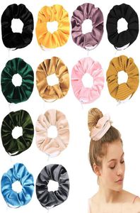 Velvet Hair Scrunchies Zipper Women Scrunchy Elastic Hair Bands Girls velour Headwear Ponytail Holder Pleuche Hair Ties Small Bag9557220