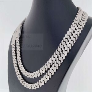 Bussdowm Hip Hop Jewelry 10mm 925 Silver Iced Out Custom Zirconia Silver Cuban Link Chain 10mm Women Necklace