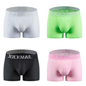 Haleychan Underpants 1pc Long Mesh Buttocks Men's Boxer Briefs Plus Sponge Pad Hip-lifting Sexy Underwear Mens Lingerie 230705