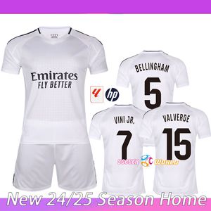 Ny 24/25 Real Madrid Bellingham Vini Jr Soccer Jersey Camisetas Kids Kit 2024 Hem Fotbollskjorta Modrrygo Courtois Valverde White Uniform