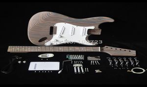 DIY Electric Guitar Kit with Zebrawood Body Zebra Wood Neck and Fingerboard 22 Fret S S S Pickups Builder Kits1637041