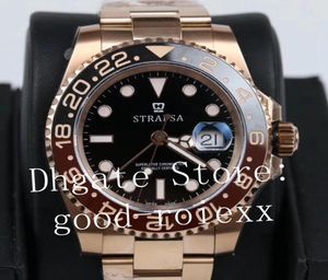 Luxury Rose Gold 904L Steel Watch Mens GM Factory Automatic ETA 2836 Black Brown Bezel Cerachrom Men Chnr Master Pepsi Watches9342403