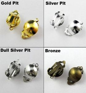 100pclot Round Ball Pad Clip Haken auf Ohrring -Befund Goldsilverbronzedull Silber PLT2415304