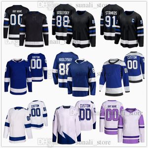 Stitched Hockey Trikots 91 Steven Stamkos 88 Andrei Vasilevskiy 86 Nikita Kucherov 21 Brayden Point 77 Victor Hedman Anthony Cirelli Nicholas Paul Anthony Duclair