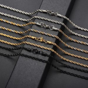 Punk Hiphop Necklace Chains ed Rope Stainless Steel For Women Men Gift Gold Silver Black South American Designer Jewelry Neck188Q