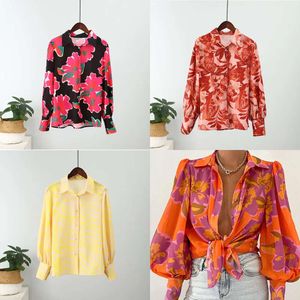 Long Print Puff Sleeve Women's Shirt Elegant V-neck Floral Office Women Shirts Spring Summer Fashion Ladies Tops Blouses s