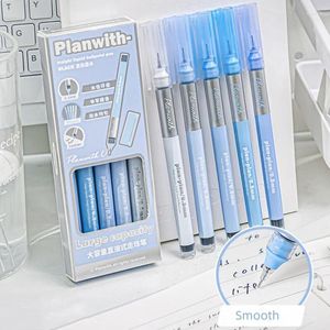 5st Gradient Blue Color Gel Pen for Kids Simplicity Korean Fashion Stationery Student 0,5 mm Slät bläck Scrapbook