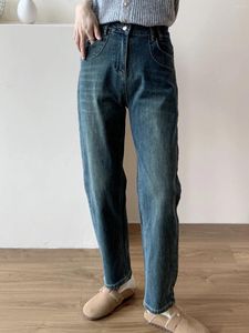 Женские джинсы Vintage Harem Women Classic Blue Elastic Straight Denim Pants Streetwear 2024