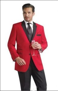 Tuxedos Groom Tuxedos Groomsmen Red Notch Lapel Best Man Suit Wedding Men'sBlazer Suit