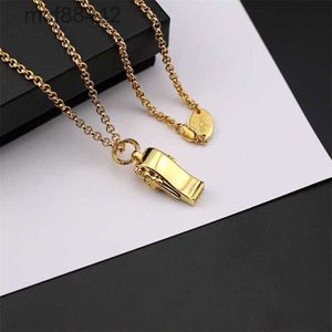 Ch Kro New 24 Gold Plated Holy Sword Whistle Pendant Necklace Personalized Punk Trendy Mens and Womens Versatile