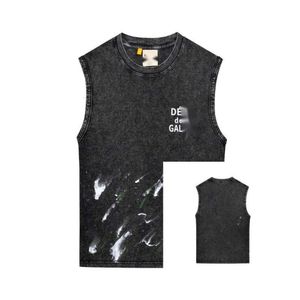 Gallrey Tee Depts Designer T-shirt Top Quality Luxury Fashion Letter Print T-Shirt Trendy Summer Hand Drawn Graffiti Splashed Ink Washed Old Casual Sports Vest