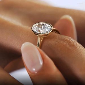 Кластерные кольца Оригинальный 925 Стерлинговый серебряный кольцо кольцо овальное разрешение 5A Циркониевое лаборатория бриллиант 14K Золото.
