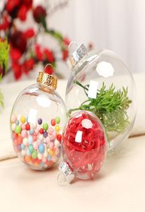 新しい50pcsゴールデンシルバリー透明なクリスマスボールプラスチックのつまずき透明な充填可能なクリスマスツリーハンギングオーナメント装飾おもちゃ新年3829379