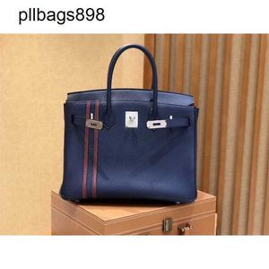 Designer feito à mão 7a bolsa de bolsa genuína Capitão de 30cm de 30cm Midnight Blue Cowhide8W69