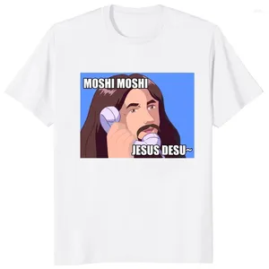 Men's T Shirts Moshi Jesus Desu Funny Graphic Printed Man Tshirt Summer Fashion Casual Loose Women Tops Hipster Streetwear Unisex Tees