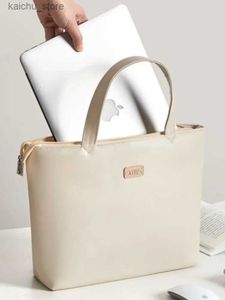 Other Computer Accessories Ins Beige Leather Laptop Bag Sleeve Case Shoulder Carrying Bag 13 14 15 15.6 16 Inch Macbook Accessories Waterproof Handbag Y240418