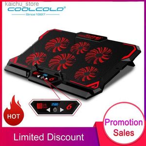 Andra datorkomponenter Coolcold 17 -tums Gaming Laptop Cooler Six Fan LED -skärm Dual USB -portar 2600 rpm Laptop Cooling Pad Laptop Stand Y240418